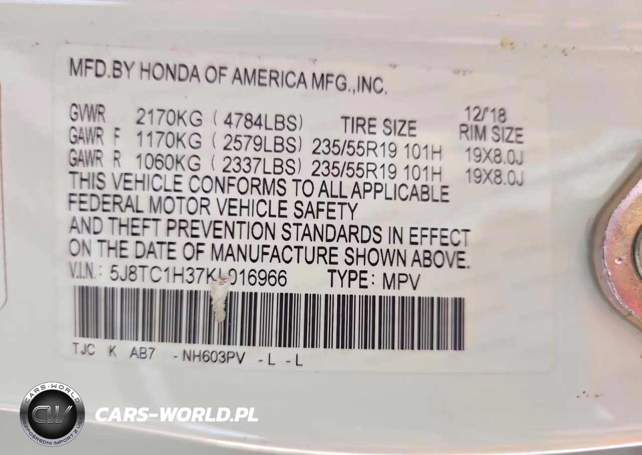 2019 Acura Rdx VIN:5J8TC1H37KL016966 - 13