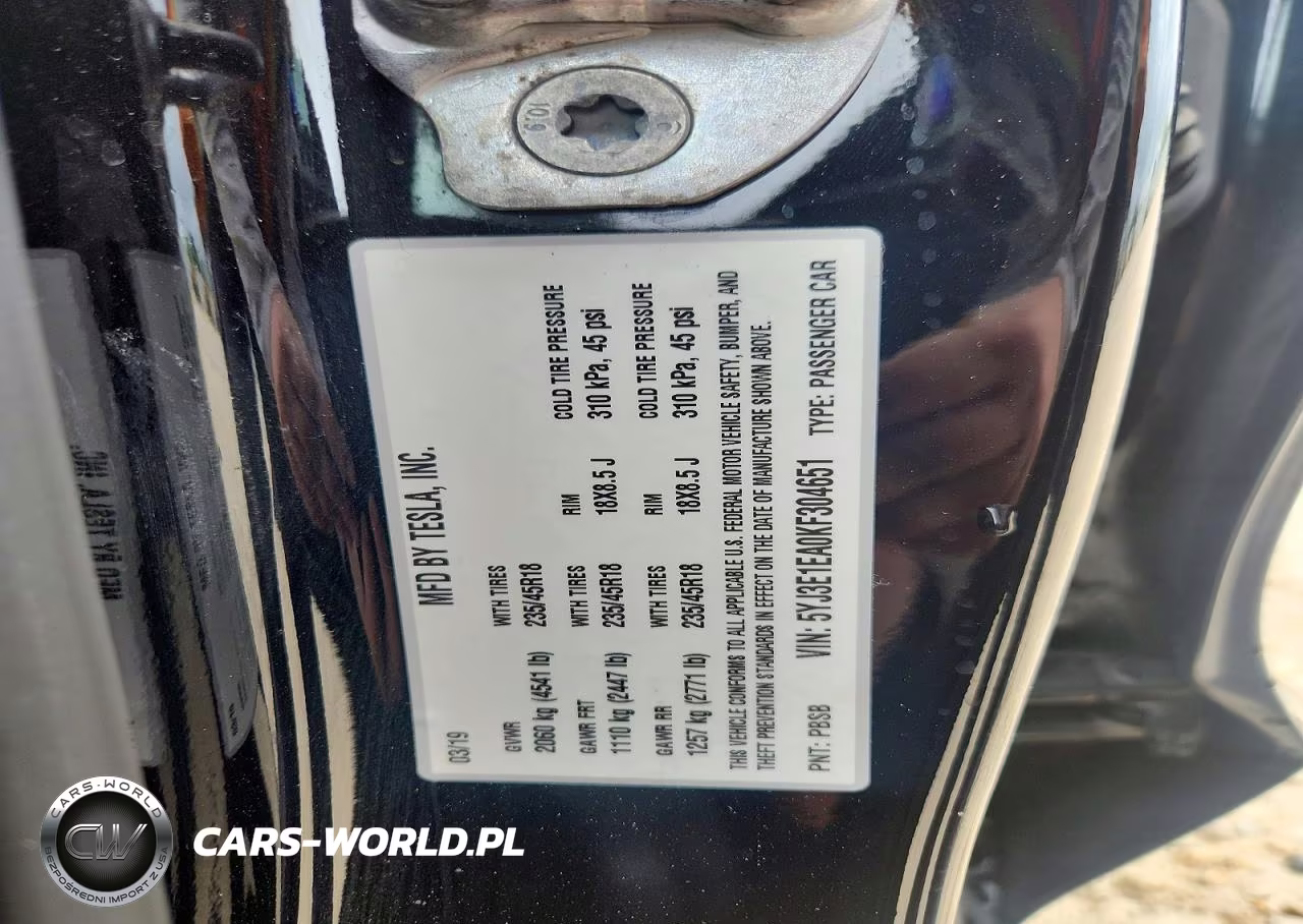2019 Tesla Model 3 VIN:5YJ3E1EA0KF304651 - 12