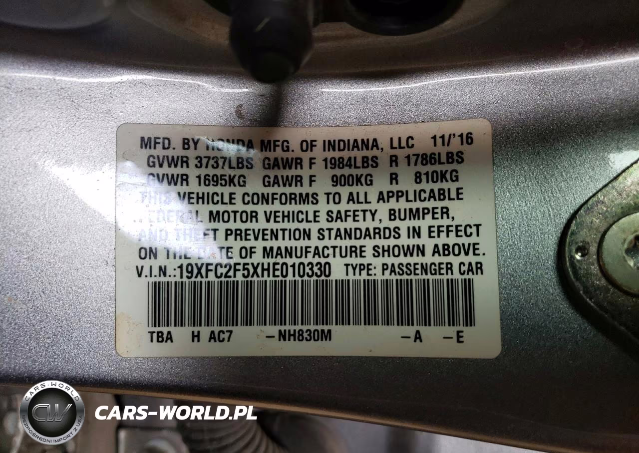 2017 Honda Civic Lx VIN:19XFC2F5XHE010330 - 12