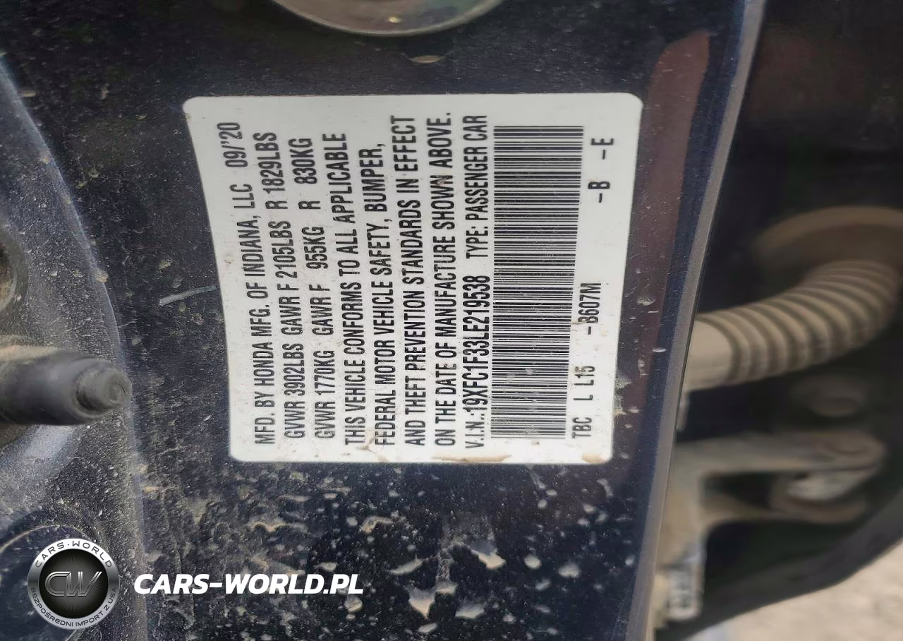 2020 Honda Civic Ex VIN:19XFC1F33LE219538 - 12