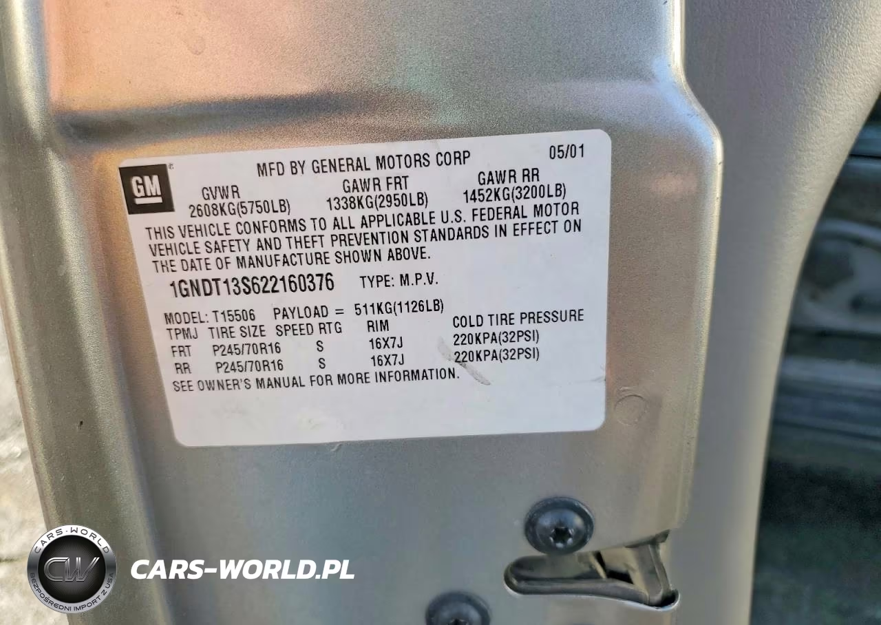 2002 Chevrolet Trailblazer VIN:1GNDT13S622160376 - 13