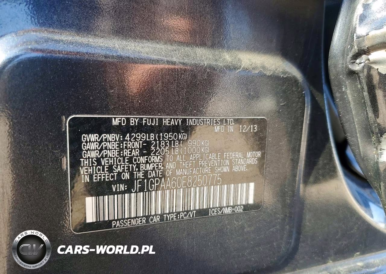 2014 Subaru Impreza VIN:JF1GPAA60E8250775 - 12