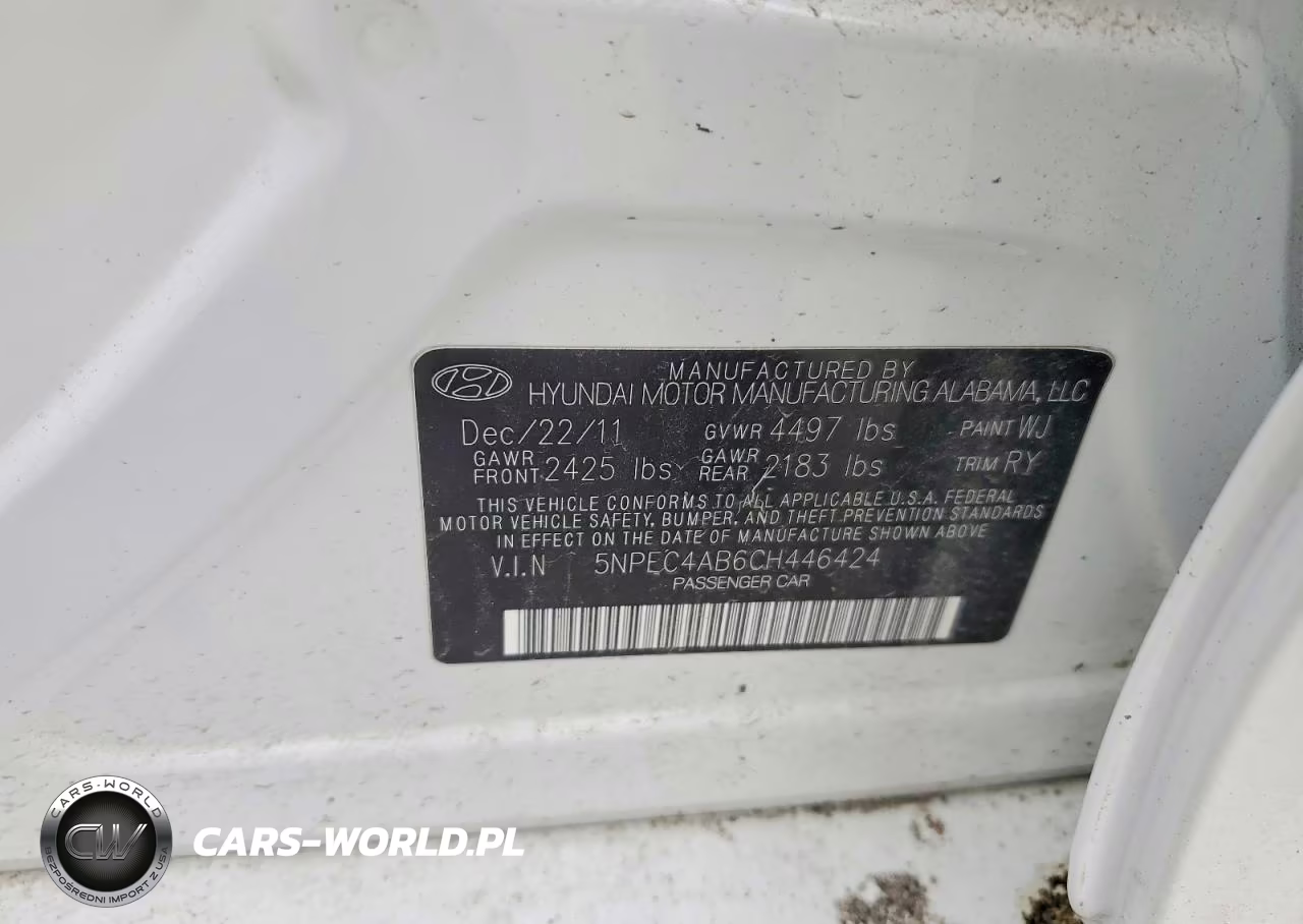 2012 Hyundai Sonata Se 2.0T VIN:5NPEC4AB6CH446424 - 12