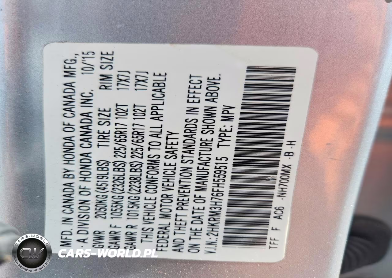 2015 Honda Cr-V Exl VIN:2HKRM3H76FH559515 - 13