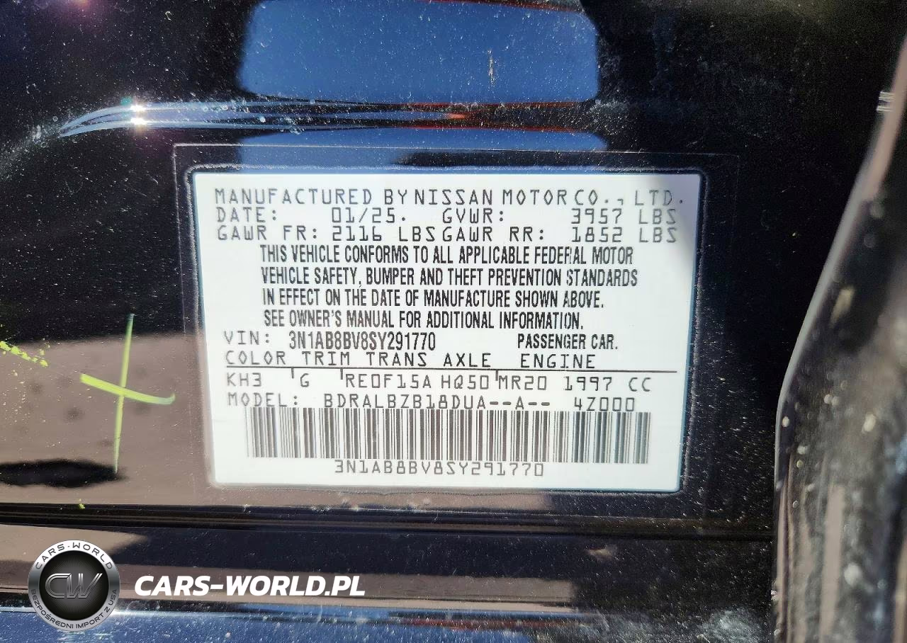 2025 Nissan Sentra S VIN:3N1AB8BV8SY291770 - 13