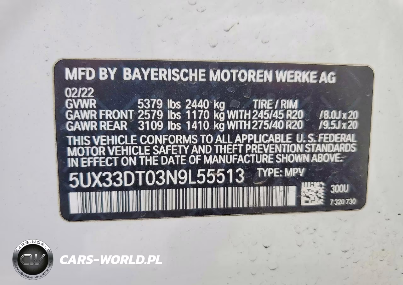 2022 BMW X4 xDrive30I VIN:5UX33DT03N9L55513 - 13