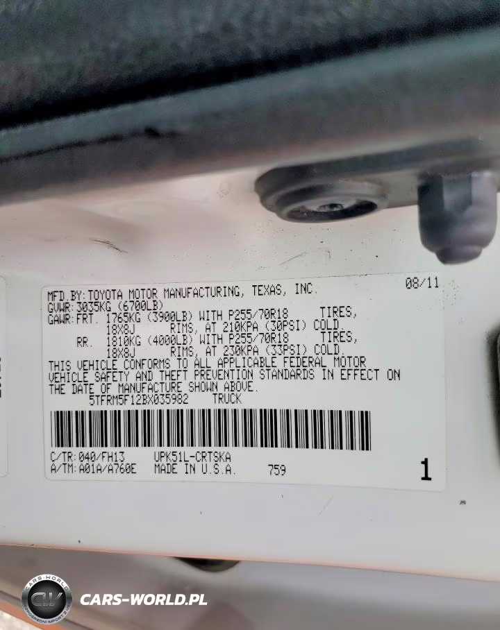 2011 Toyota Tundra Grade VIN:5TFRM5F12BX035982 - 12