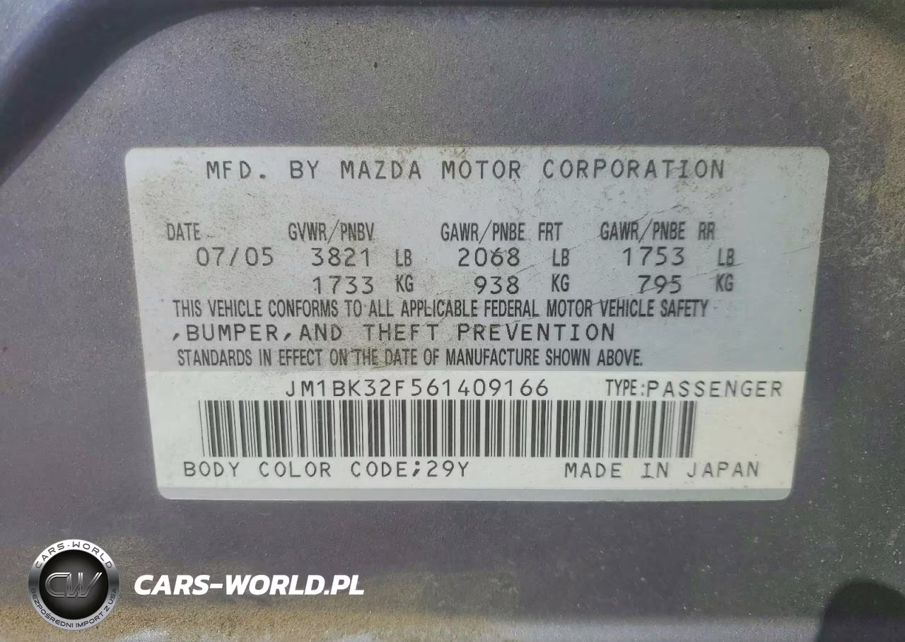 2006 Mazda 3 I VIN:JM1BK32F561409166 - 12
