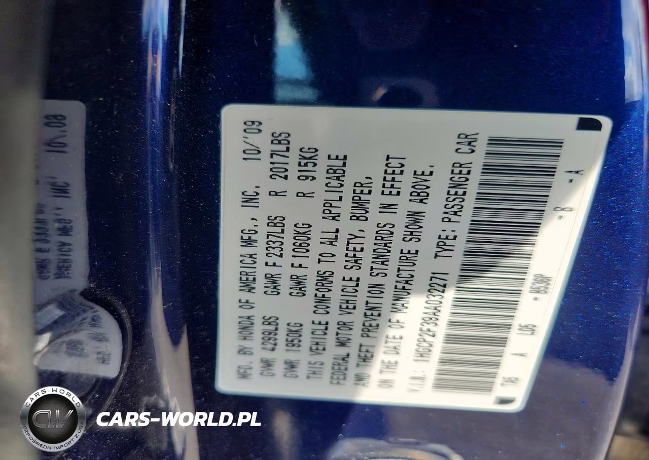 2010 Honda Accord Lx VIN:1HGCP2F39AA032271 - 12