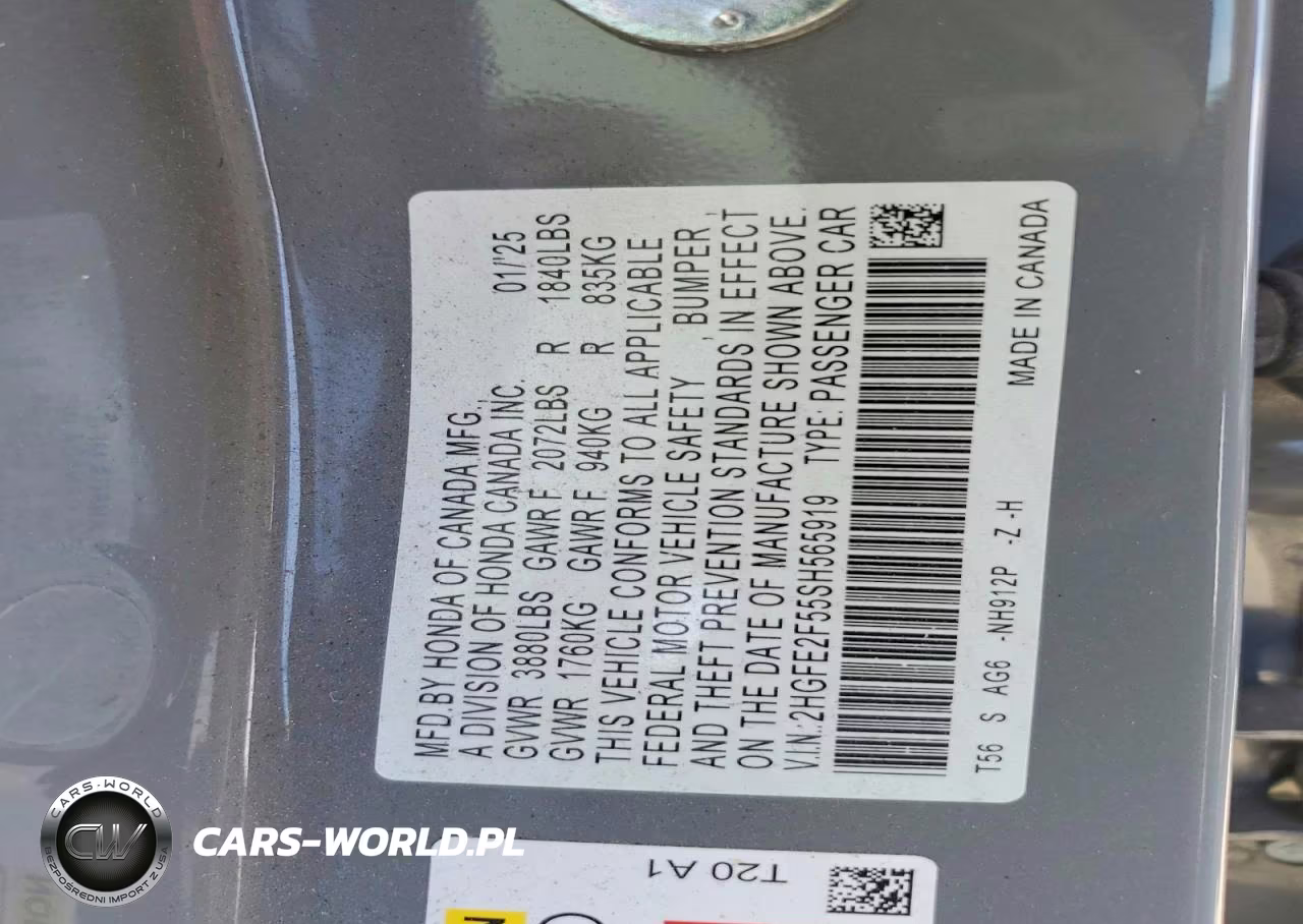 2025 Honda Civic Sport VIN:2HGFE2F55SH565919 - 12