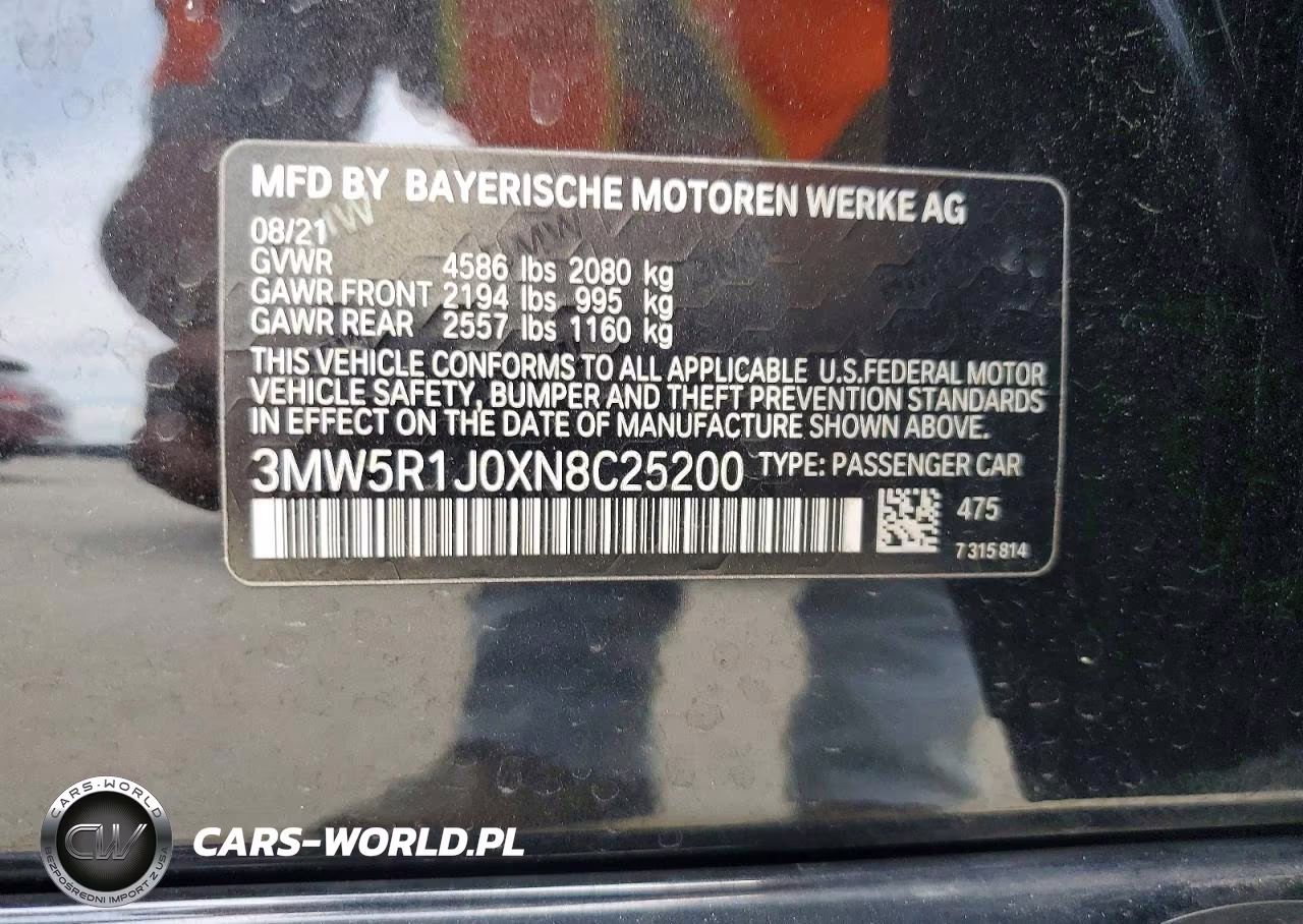 2022 BMW 330I VIN:3MW5R1J0XN8C25200 - 12