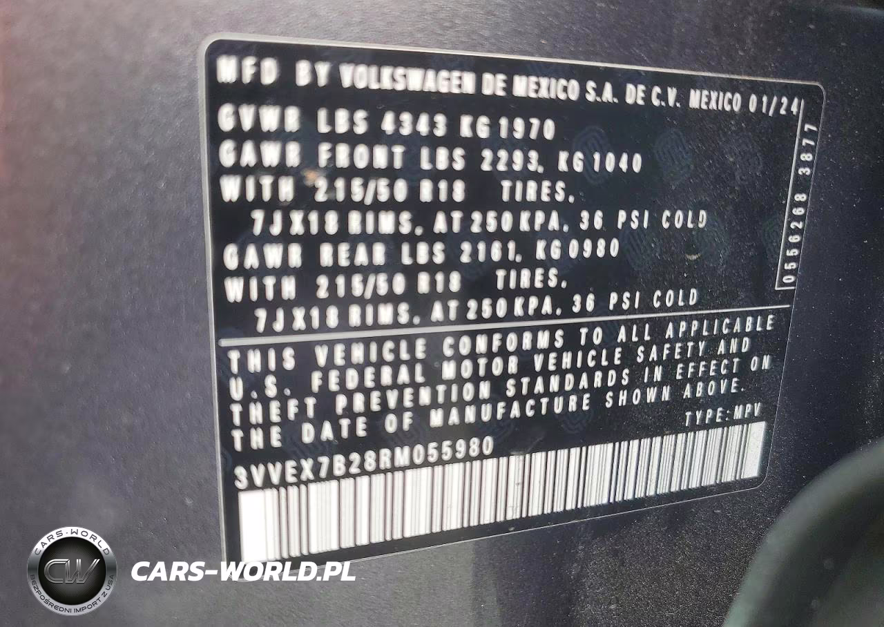 2024 Volkswagen Taos Se VIN:3VVEX7B28RM055980 - 13