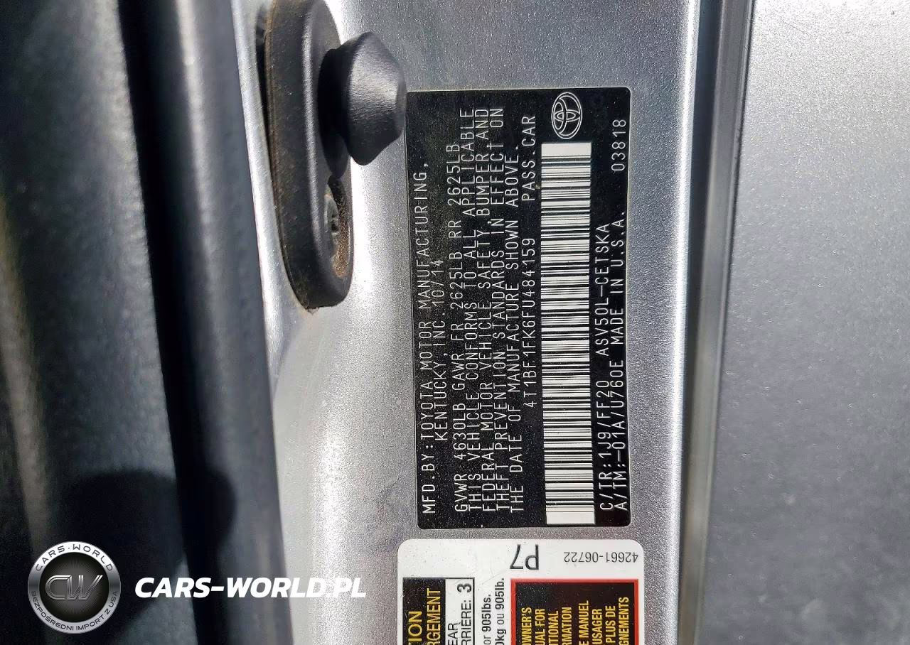 2015 Toyota Camry Se VIN:4T1BF1FK6FU484159 - 12