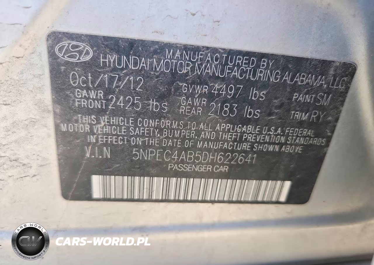 2013 Hyundai Sonata Limited 2.0T VIN:5NPEC4AB5DH622641 - 13