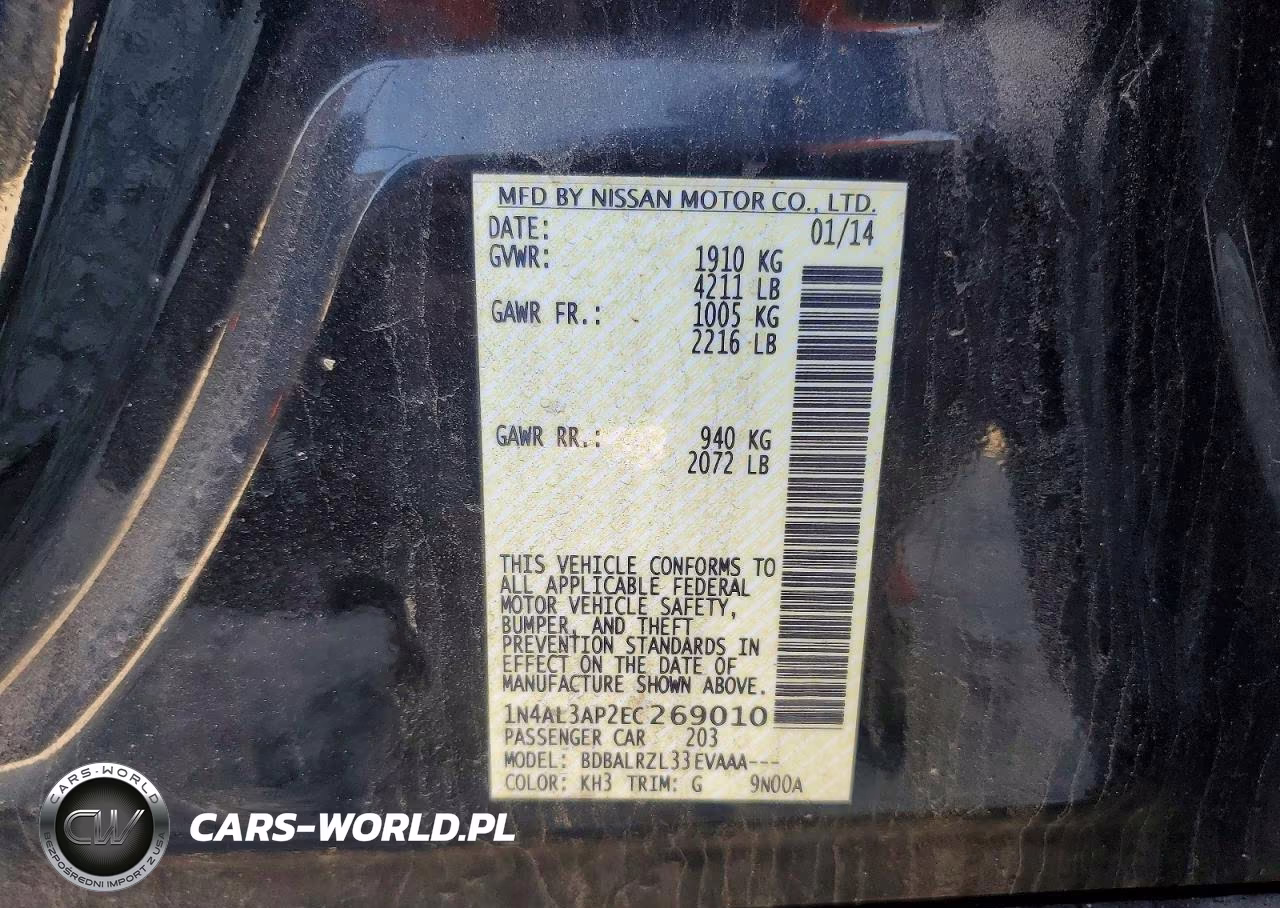 2014 Nissan Altima 2.5 S VIN:1N4AL3AP2EC269010 - 12