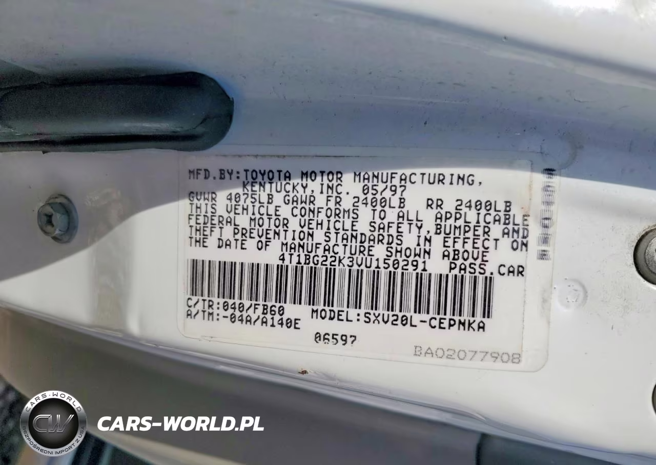 1997 Toyota Camry Le VIN:4T1BG22K3VU150291 - 12