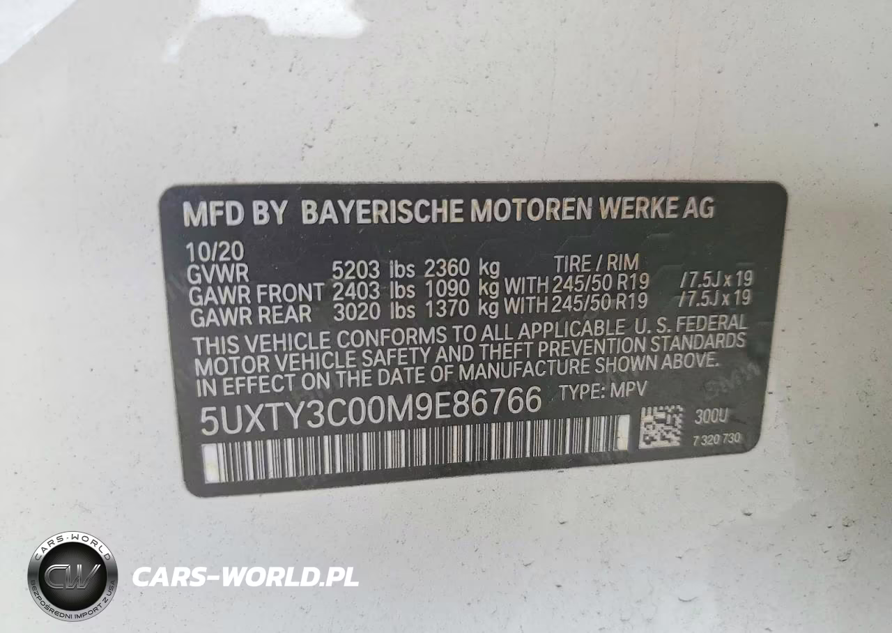 2021 BMW X3 Sdrive30I VIN:5UXTY3C00M9E86766 - 13