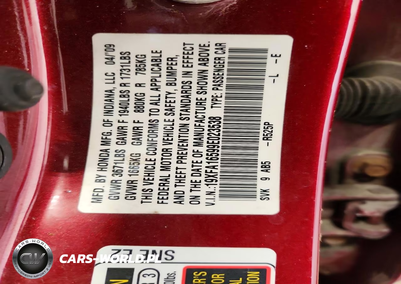 2009 Honda Civic Lx VIN:19XFA16599E023538 - 12