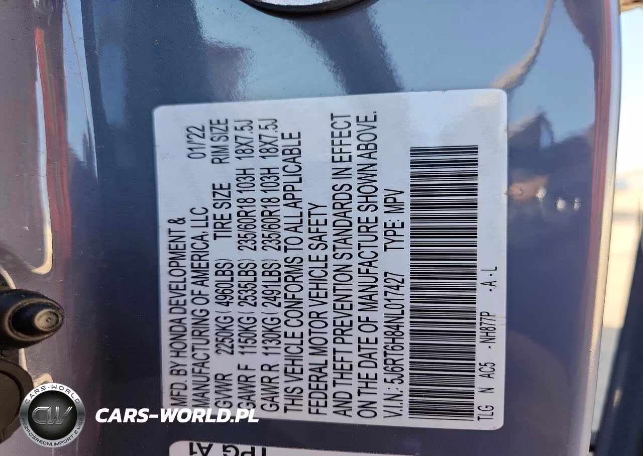 2022 Honda Cr-V Exl VIN:5J6RT6H84NL017427 - 13