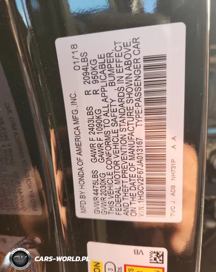 2018 Honda Accord Exl VIN:1HGCV2F67JA013167 - 12
