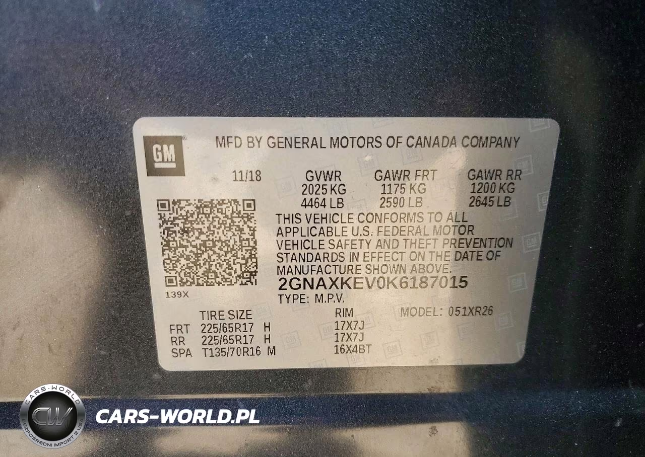 2019 Chevrolet Equinox Lt VIN:2GNAXKEV0K6187015 - 14