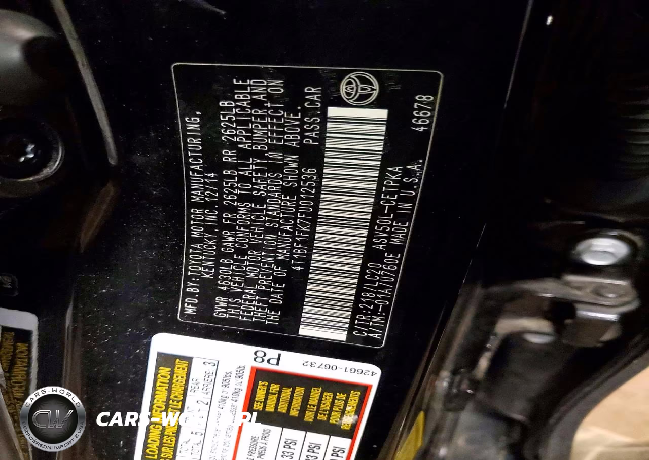 2015 Toyota Camry Xse VIN:4T1BF1FK7FU012536 - 12