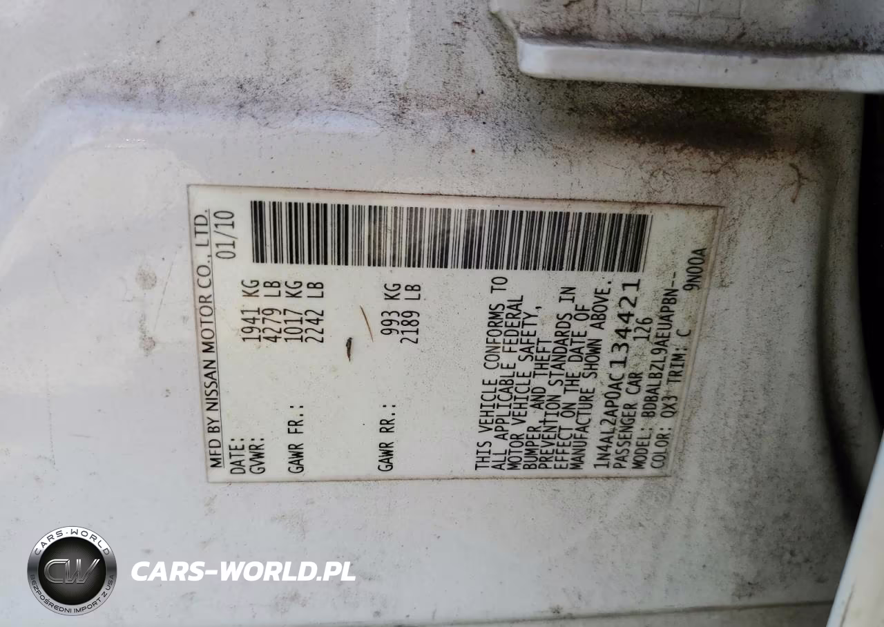 2010 Nissan Altima Base VIN:1N4AL2AP0AC134421 - 12