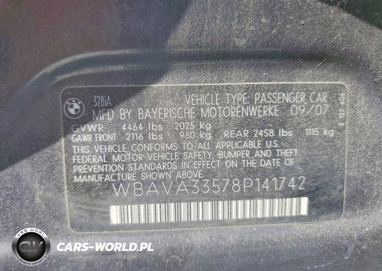 2008 BMW 328 I VIN:WBAVA33578P141742 - 12