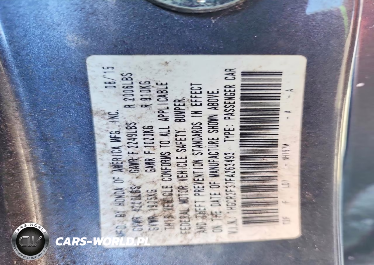 2015 Honda Accord Lx VIN:1HGCR2F37FA263493 - 13