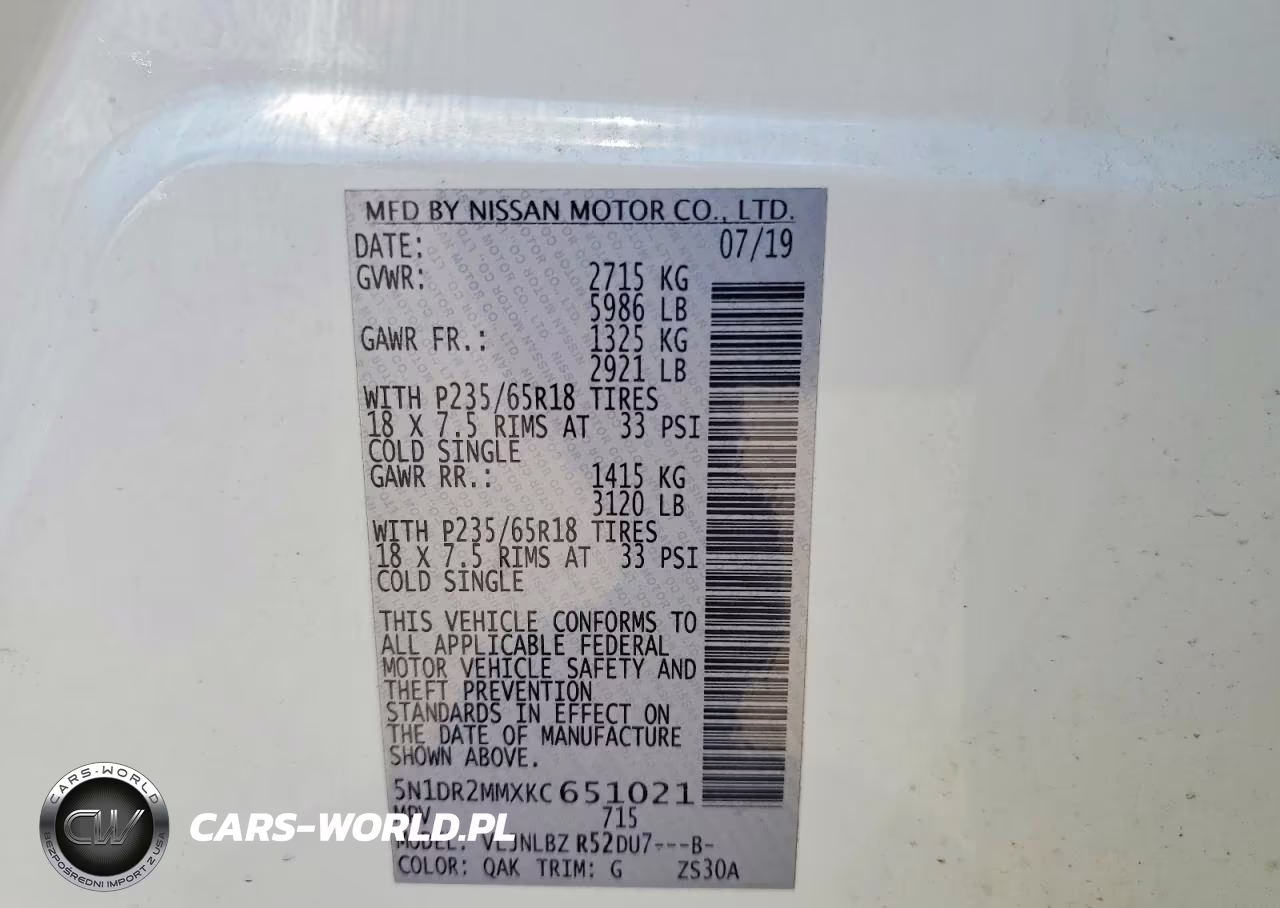 2019 Nissan Pathfinder S VIN:5N1DR2MMXKC651021 - 13