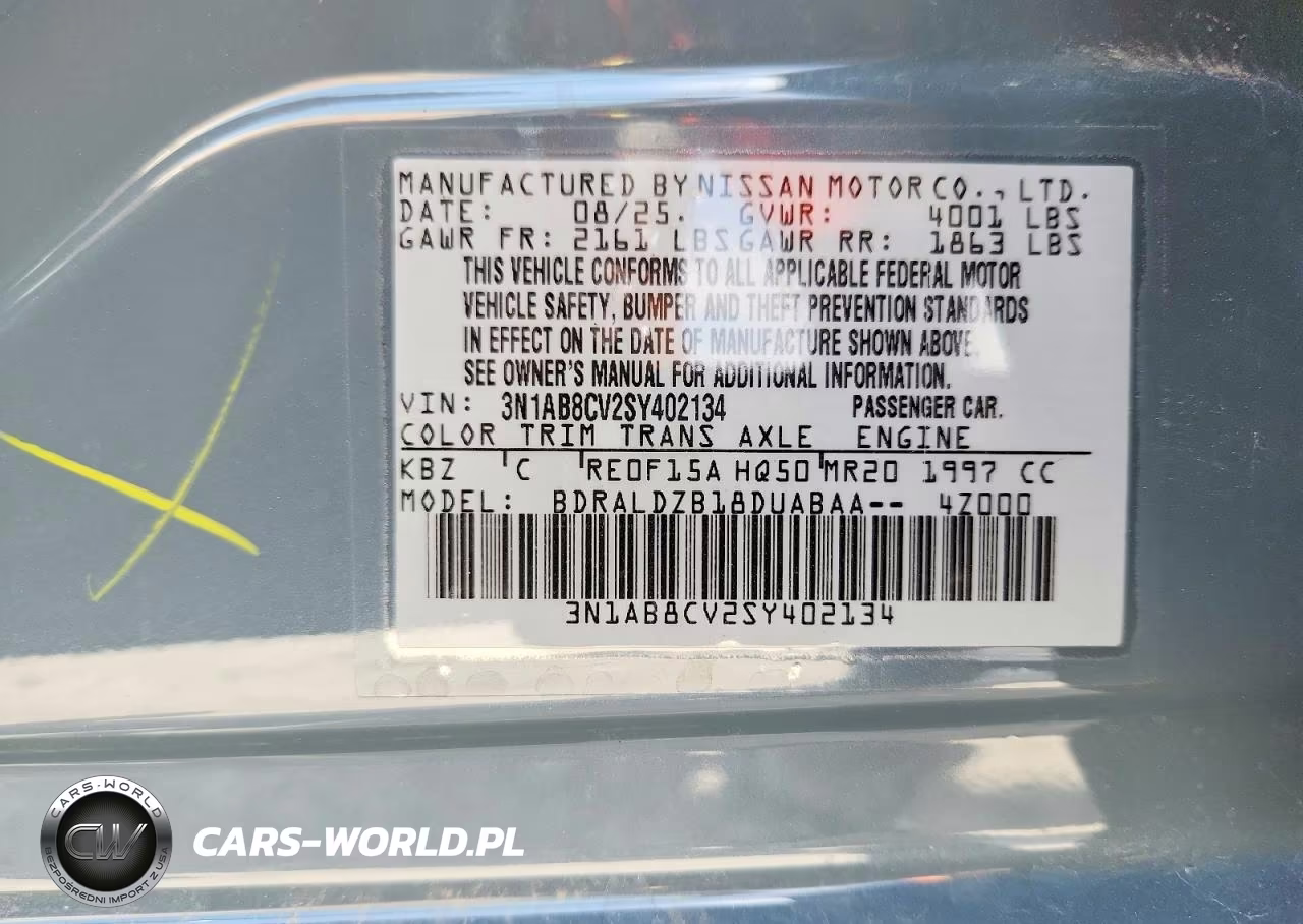 2025 Nissan Sentra VIN:3N1AB8CV2SY402134 - 13