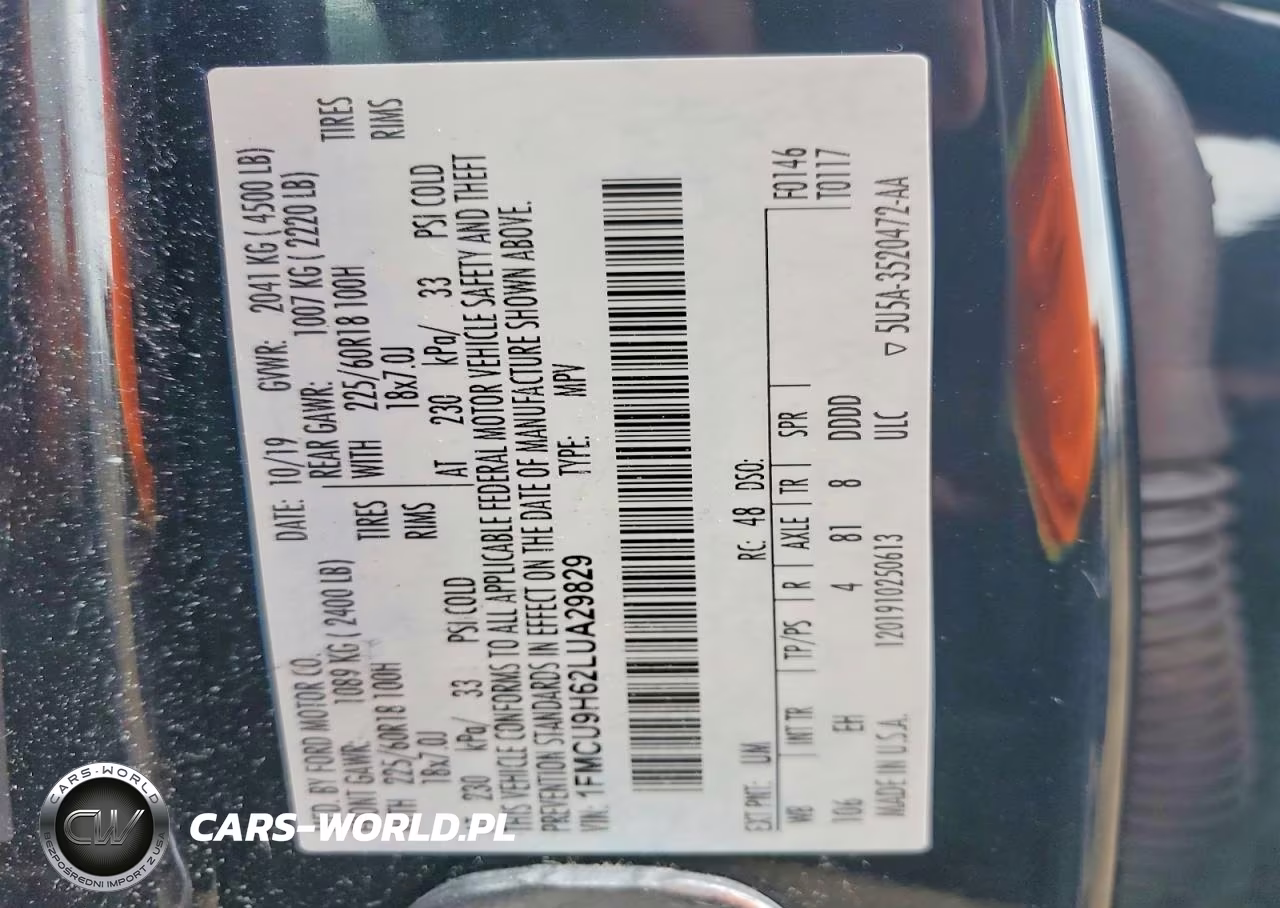 2020 Ford Escape Sel VIN:1FMCU9H62LUA29829 - 13