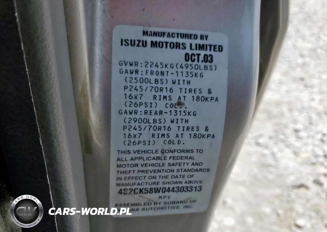 2004 Isuzu Rodeo S VIN:4S2CK58W044303313 - 13