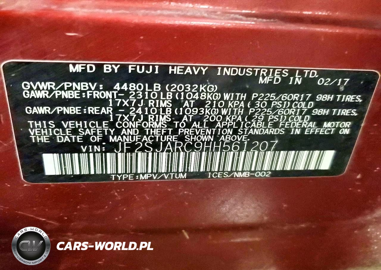 2017 Subaru Forester 2.5I Limited VIN:JF2SJARC9HH561207 - 13