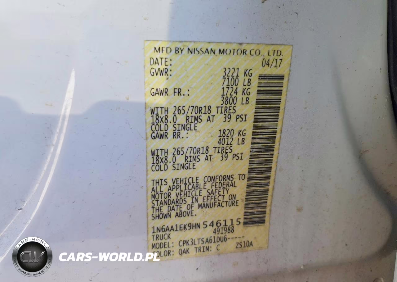 2017 Nissan Titan Sv VIN:1N6AA1EK9HN546115 - 13