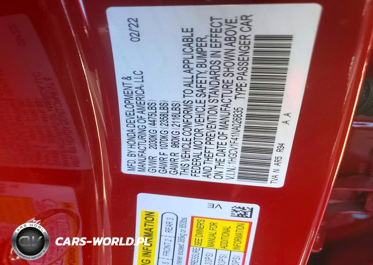 2022 Honda Accord Sport Se VIN:1HGCV1F41NA026835 - 12