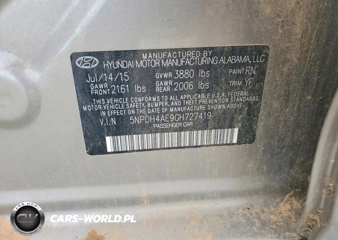 2016 Hyundai Elantra Se VIN:5NPDH4AE9GH727419 - 12