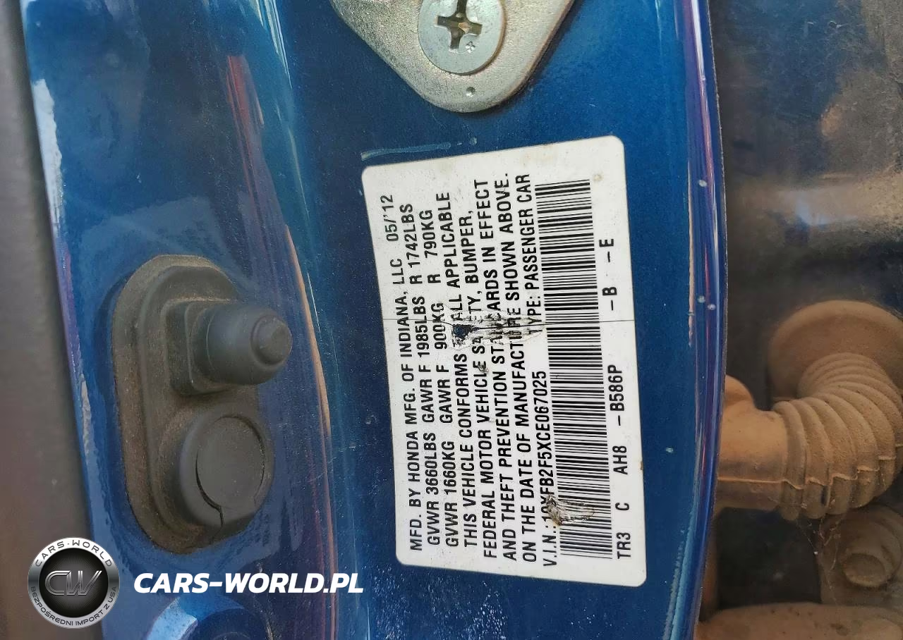 2012 Honda Civic Lx VIN:19XFB2F5XCE067025 - 12