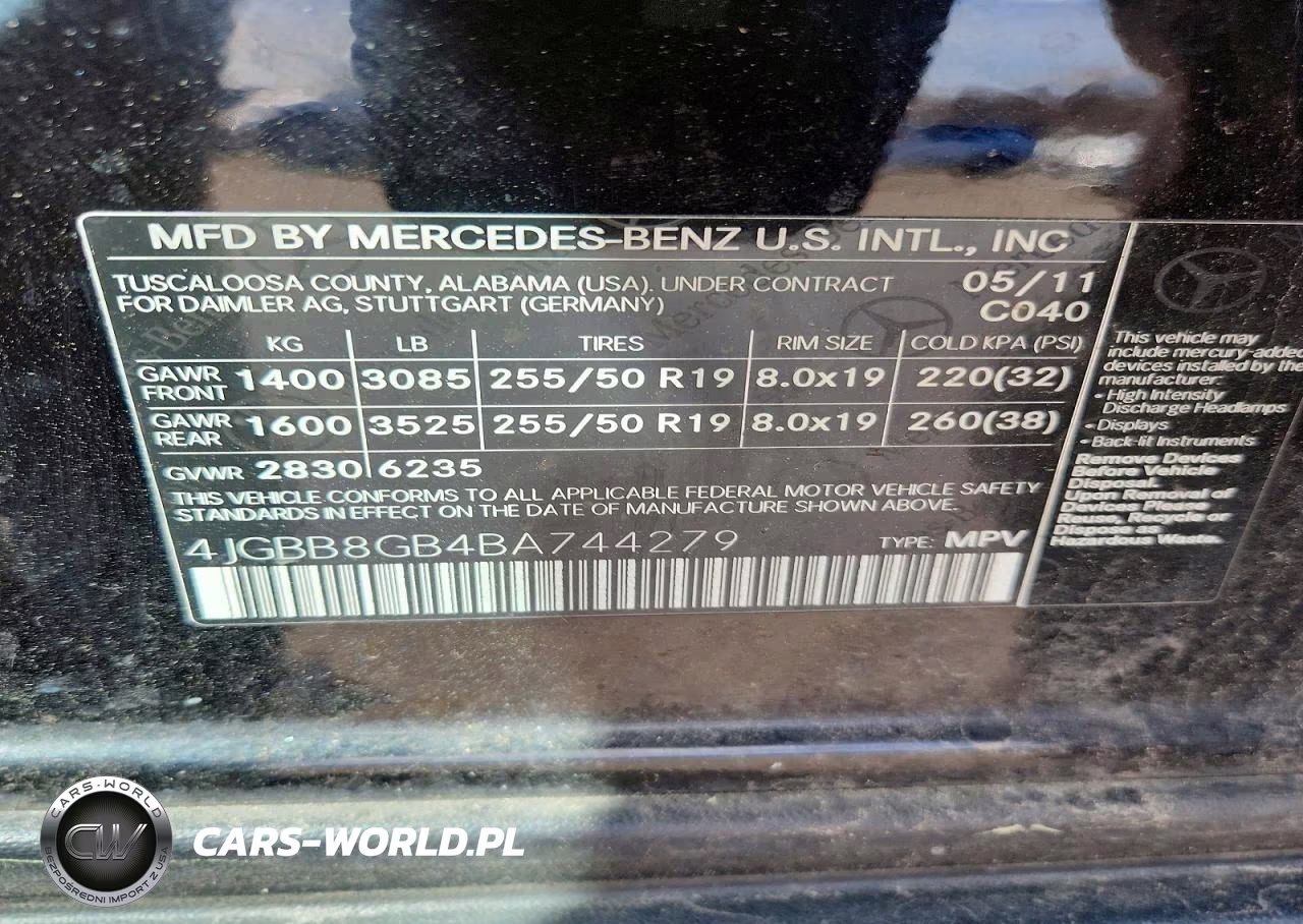 2011 Mercedes-Benz Ml 350 4Matic VIN:4JGBB8GB4BA744279 - 13