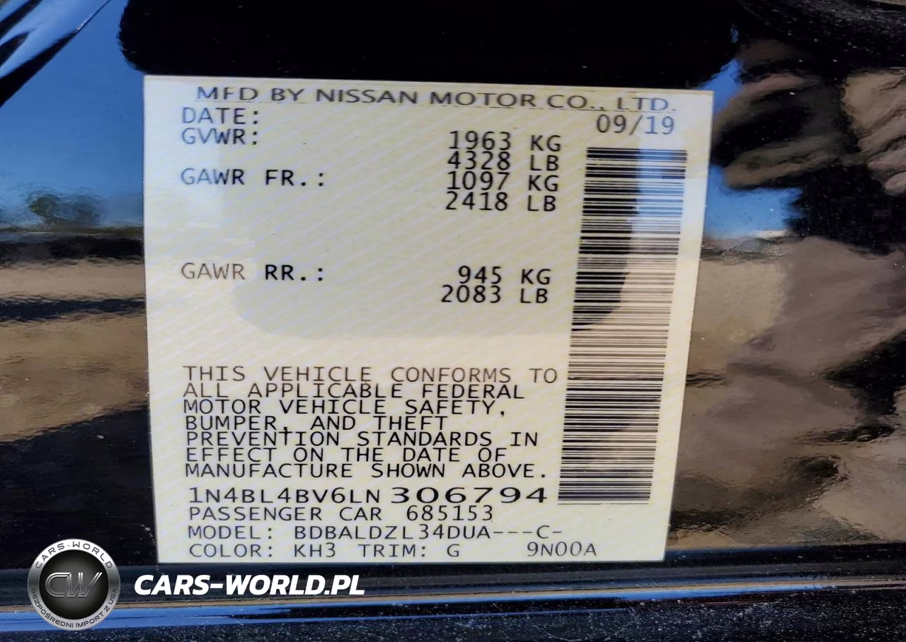 2020 Nissan Altima 2.5 S VIN:1N4BL4BV6LN306794 - 12