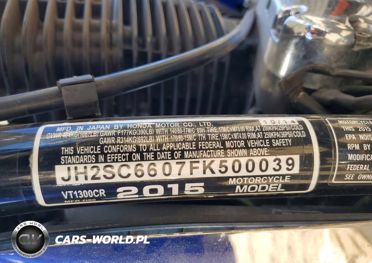 2015 Honda Vt1300 Cr VIN:JH2SC6607FK500039 - 9