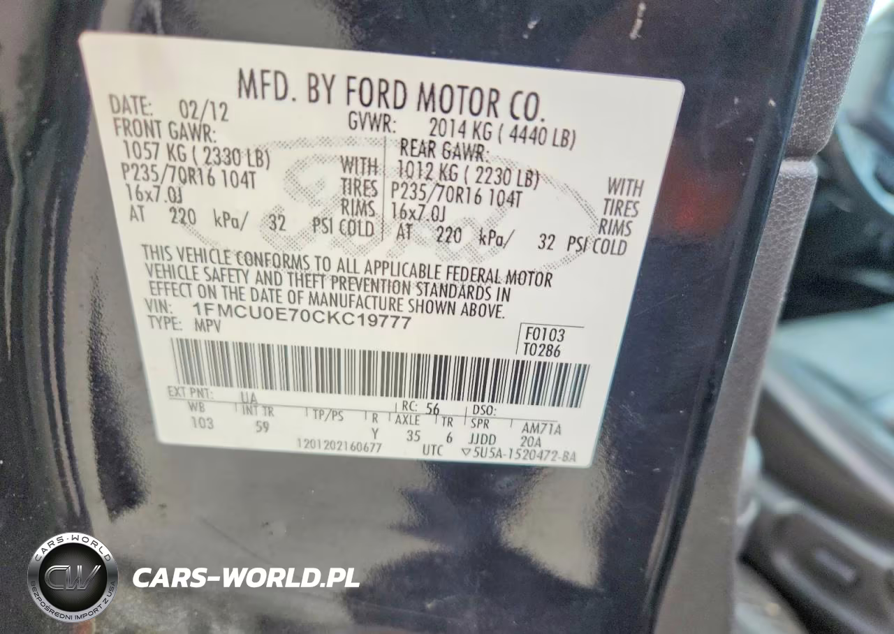 2012 Ford Escape Limited VIN:1FMCU0E70CKC19777 - 12