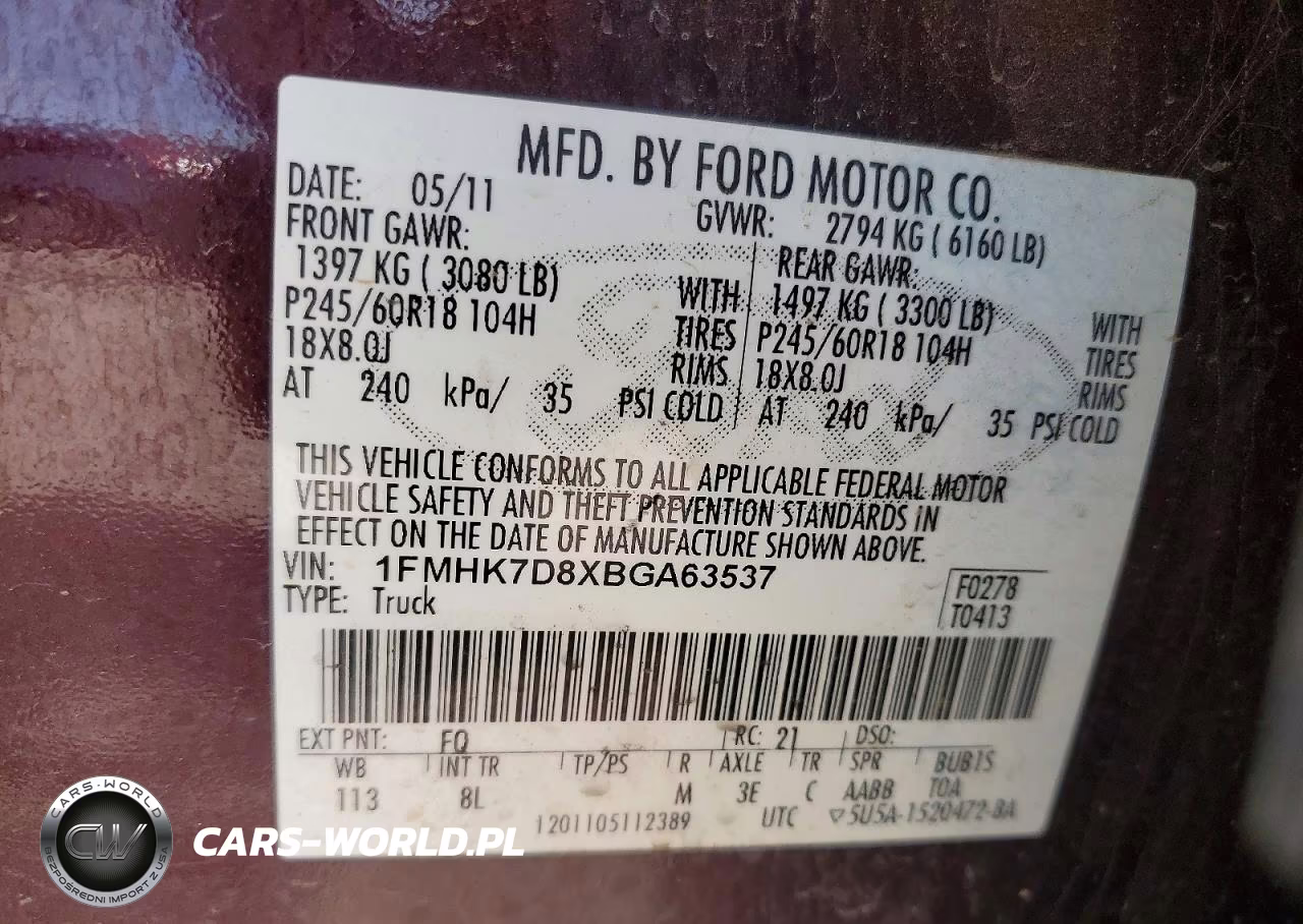2011 Ford Explorer Xlt VIN:1FMHK7D8XBGA63537 - 14