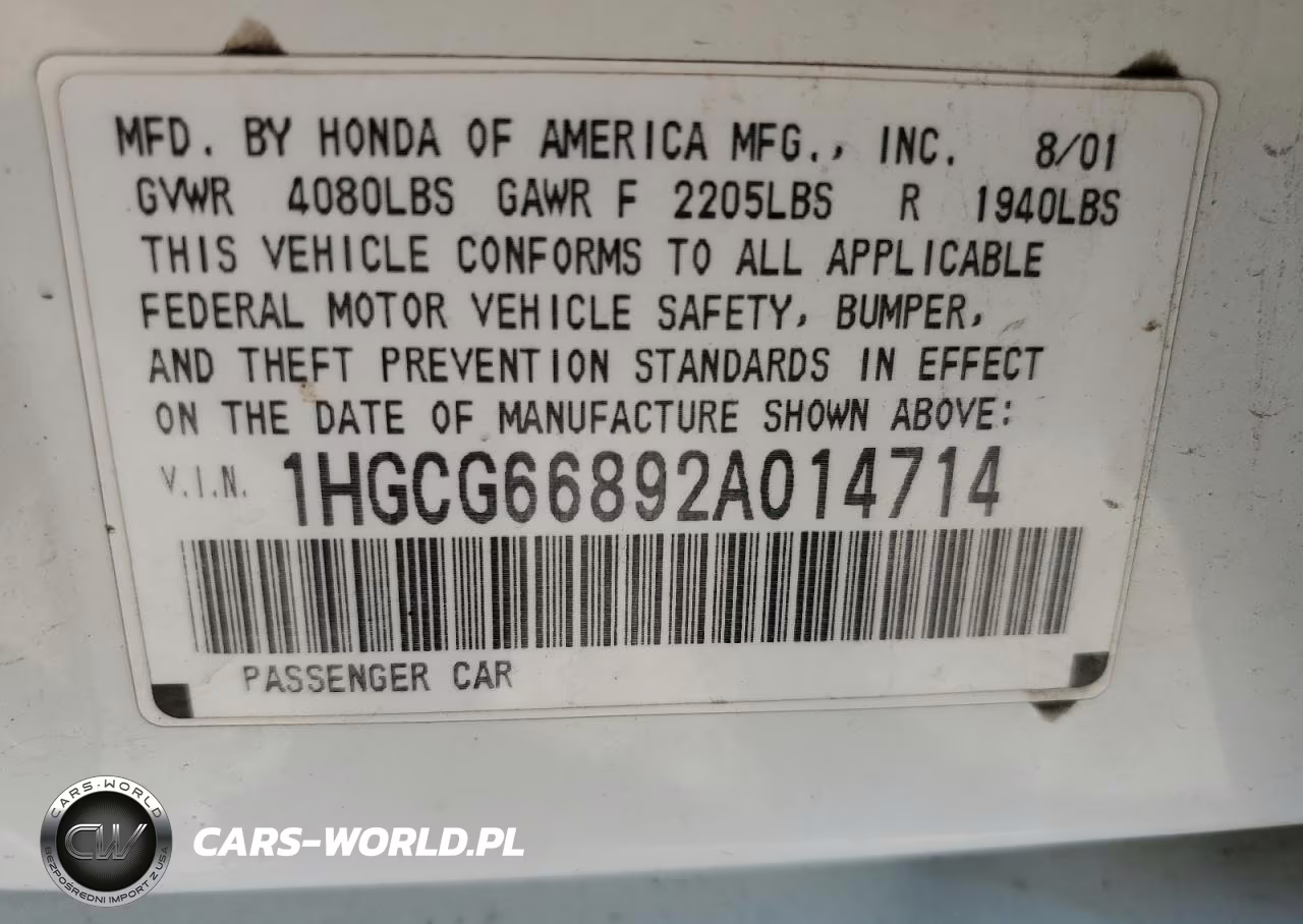 2002 Honda Accord Ex VIN:1HGCG66892A014714 - 12
