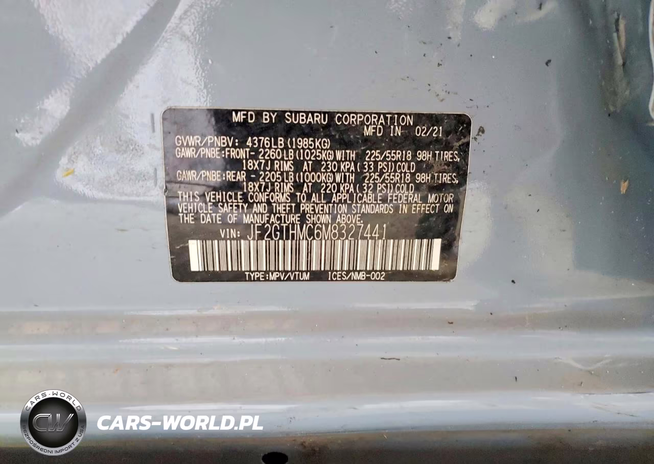 2021 Subaru Crosstrek Limited VIN:JF2GTHMC6M8327441 - 12