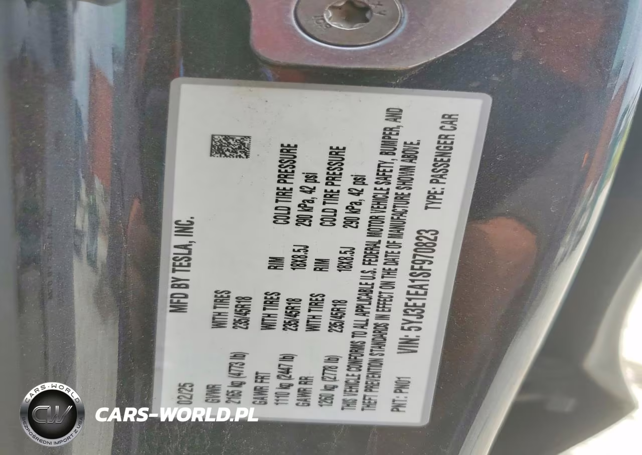 2025 Tesla Model 3 VIN:5YJ3E1EA1SF970823 - 12