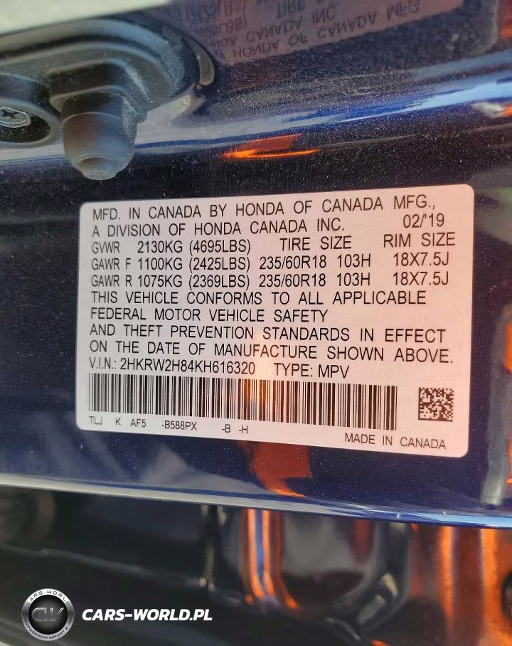 2019 Honda Cr-V Exl VIN:2HKRW2H84KH616320 - 14