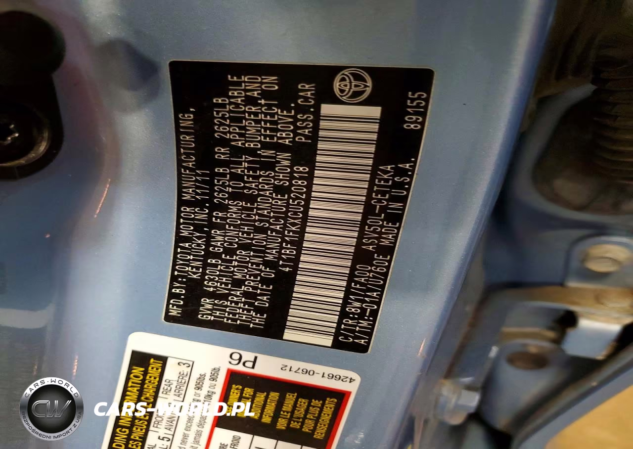 2012 Toyota Camry L VIN:4T1BF1FKXCU520818 - 12