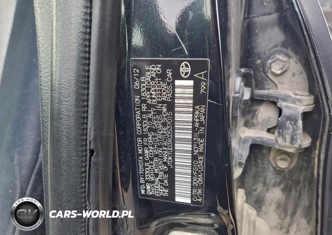 2012 Toyota Yaris VIN:JTDKTUD3XCD537015 - 12