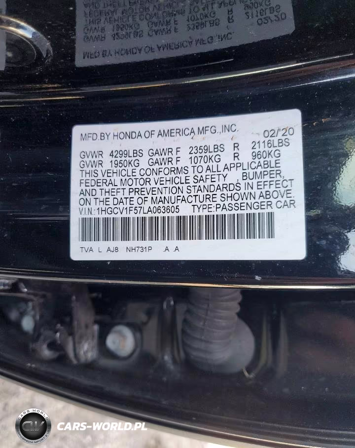 2020 Honda Accord Exl VIN:1HGCV1F57LA063605 - 13